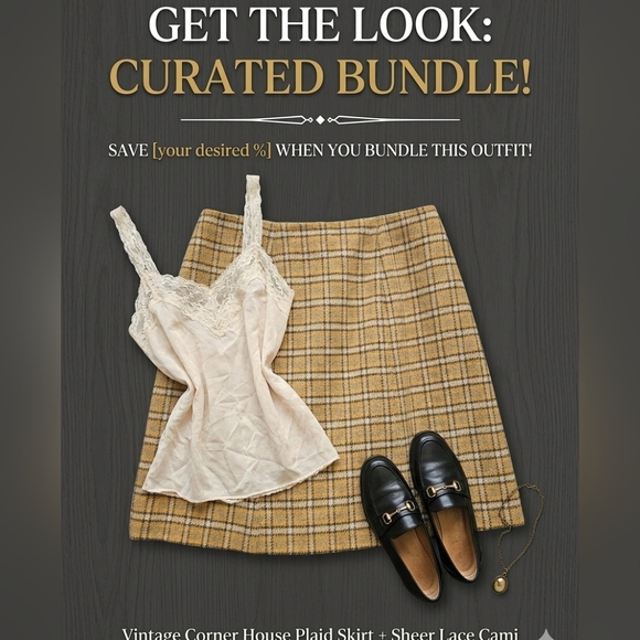 Vtg 60s Corner House Mustard Plaid Wool Tweed Mini Skirt Lined Metal Zipper L/XL - Picture 9 of 9